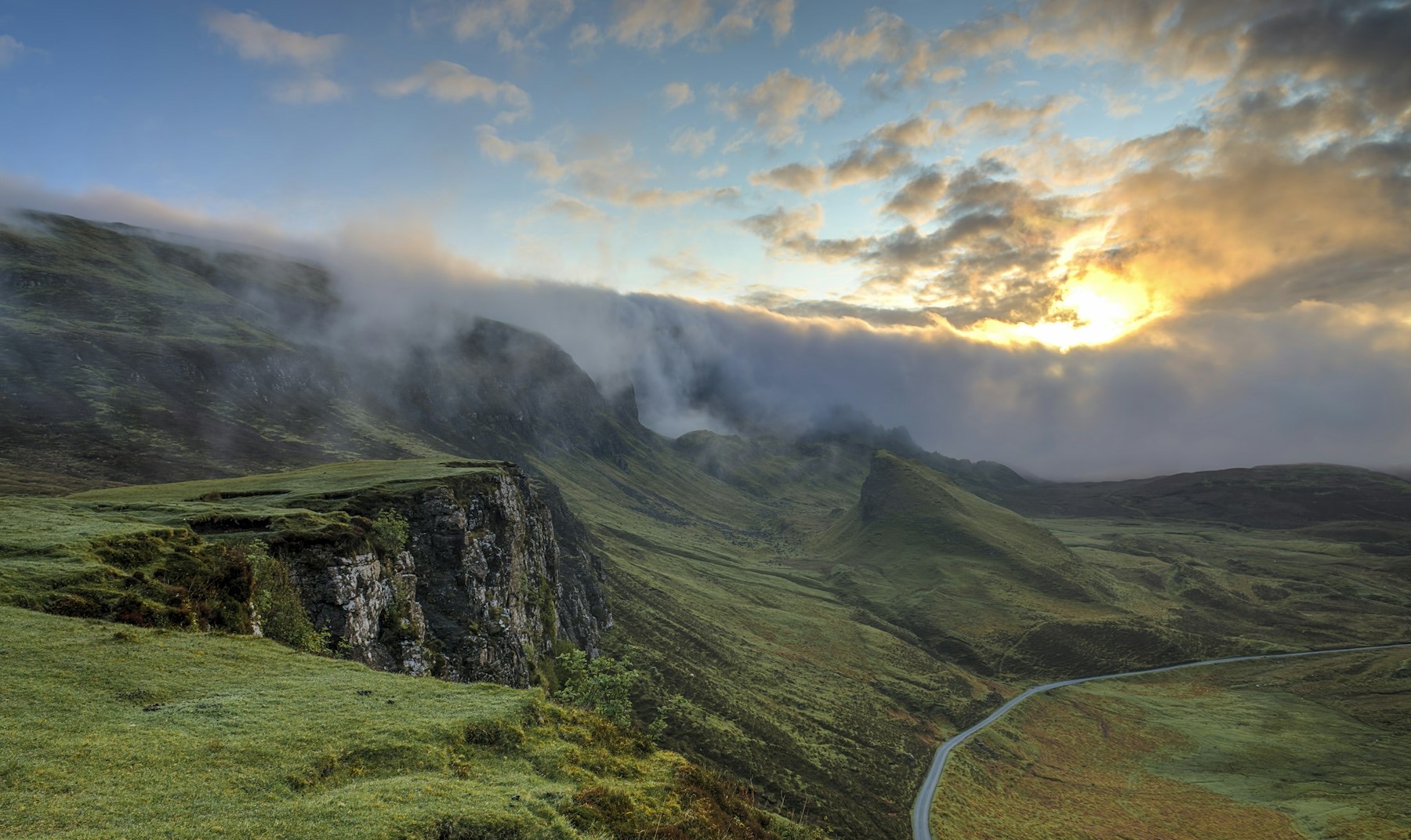 Hills in morning mist